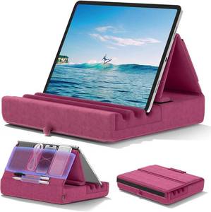 lot 1365 image: KDD Tablet Pillow Holder, Foldable iPad Stand for Lap, Bed and Desk -Tablet Soft Pad Dock with Pocket & Stylus Mount Compatible with iPad Pro 12.9, 10.5, 9.7 Air Mini 6 5 4 3, Galaxy Tab, E-Reader