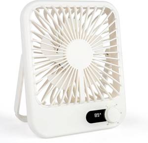 lot 1375 image: QLKUNLA 100-Speed Ultra-Quiet Desk Fan for Sleeping, 6.8 Rechargeable Portable Fan with LED Display, 180  Adjustable Head & Tripod Base - BatteryUSB Powered Mini Fan for Office, Cruise, Travel - COLOR IS PINK