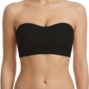 lot 1388 image: Zimcti Strapless Bra for Women - Non-Slip Silicone Grip Bandeau Bra, Wirefree Seamless Tube Top, Removable Pads, Clear Straps, Size XL