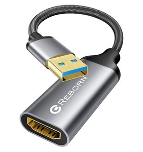 lot 1441 image: Reborn USB to HDMI Adapter, 1080P60Hz USB 3.0 Male to HDMI Female Multi-Display Cable Converter Suitable for Macos Windows 781011 - Driver Installation is Required