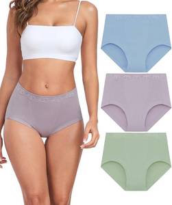lot 1453 image: ANLIQI Womens Cotton Underwear High Waist Tummy Control Briefs Full Coverage Multipack Breathable Stretch Ladies Panties Size Medium