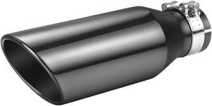 lot 1531 image: A-KARCK Black Chrome Exhaust Tips 2.5 Inlet, 2.5 Inlet 4 Outlet 12 Length Clamp on Universal Never Fading Stainless Steel Muffler Tip