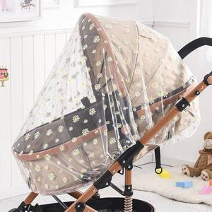 lot 1542 image: Mosquito Net for Baby Pram, Daisy Print Stroller Netting Cover - Perfect Bug Net for Strollers, Bassinets, Mini Crib, Cradles and Playards COLOR BLUE AND WHITE