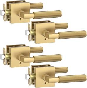 lot 1546 image: Asidrama 4 Pack Champagne Bronze Privacy Door Handles, Door Lever with Door Knobs Indoor for Bedroom or Bathroom, Heavy Duty Door Handles Interior with Locks for Left Right Sided Doors