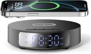 lot 1548 image: Fast Wireless Charger with Alarm Clock,20W Max Wireless Charging Pad Compatible with iPhone 1717 Pro1615141312SEWireless Charge Mat for Samsung Galaxy S25S24Note,PixelLG (Black pad)