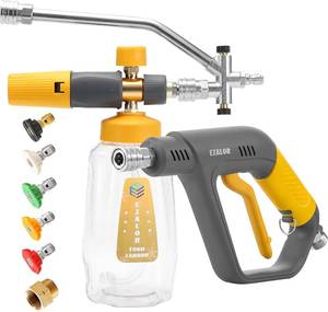 lot 1560 image: Pressure Washer Foam Cannon Gun Kit with Dual Connector Accessory, Foam Blaster for Car Washing, Double Tip Attachment & 5 Nozzle Tips, 14 Quick Connect, 4000 PSI