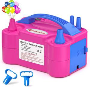 lot 1561 image: IDAODAN Electric Balloon Pump, Portable Electric Balloon Blower Machine Balloon Air Pump Dual Nozzle Rose Red 110V 600W Balloon Inflator for Party Decorations