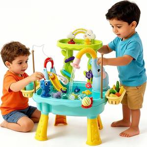lot 1564 image: 2027 Upgraded Toddlers 1-3 Water Table with Electric Pump, Kids Water Table with Faucet Play Food Accessories Fishing Toy, Kitchen Play Sink Toys for Girl Boy Age 4-8 (Blue)