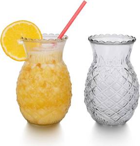 lot 1565 image: Cocktail Glasses, 20 Oz Pineapple Glasses Tropical Tiki Glassware Glass Cups for Cocktails, Drinking Glasses for Wine, Juice, Milk, Water, Bar, Party, Wedding (Set of 2)