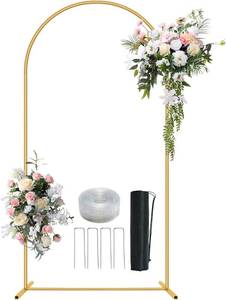 lot 1568 image: Metal Arch Backdrop Stand 7.2FT Gold Wedding Balloon Arched Backdrop Stand Square Arch Frame for Birthday Valentines Day Party Bridal Baby Shower Ceremony Decoration