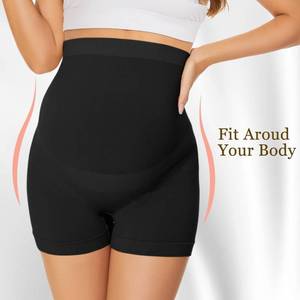 lot 1571 image: Womens Maternity Thongs Panties Over the Bump, Seamless Pregnancy Shapewear Belly Support High Waist Underwear 3-Pack SIZE M
