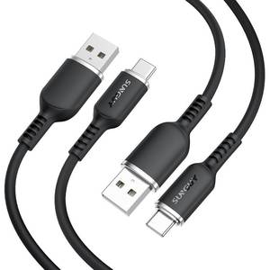 lot 1645 image: SUNGUY USB to USB C Cable for iPhone 1516e16 Pro MaxPlus, 2FT 2 Pack 3A Car Carplay Android Auto Cable USB A toType C Fast Charging Silicone Charger Cord for Galaxy A16 A15 S24 S23, Moto, Pixel