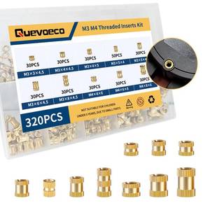 lot 1839 image: 320pcs M3 M4 Brass Threaded Inserts Kit, Heat Set Knurled Nuts for 3D Printing Plastic ABS PETG, 10 Sizes Metric Thread Inserts