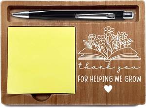 lot 1888 image: Thank You for Helping Me Grow Gift, 4x6 Inch Wooden Desk Note Pen Holder, Inspirational Office Home Decor with Quotes, Appreciation Teachers Day Gifts for Family Friends-A18