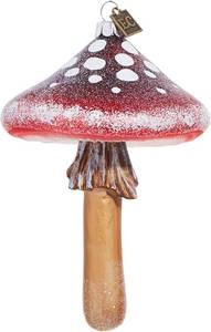 lot 1988 image: RAZ Imports Eric Cortina Mushroom Ornament, 5-inch Height, Red, Glass and Resin