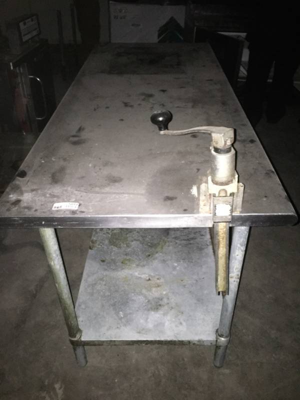 lot 5011 image: SS Work Table with Drawer, Can Opener and Undershelf