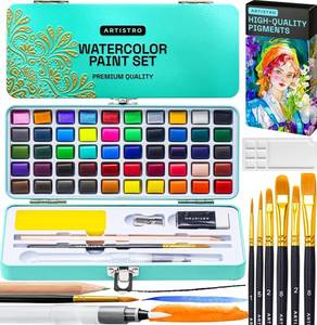lot 1000 image: ARTISTRO 50 Color Watercolor Paint Set - Portable Paint Art Kit with Palette and Brush Pens - Travel Water Color Set for Adults, Professionals, Kids - Art and Painting Supplies - Gift Idea