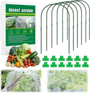 lot 1001 image: 10 X 33 FT Garden Mesh Netting Kit Pest Barrier for Raised Beds, Fruit Tree Netting with 6 Sets Garden Hoops & 12 Clips for Cicadas Bird Insect, Blueberry Bush Netting Cover for Garden Protection