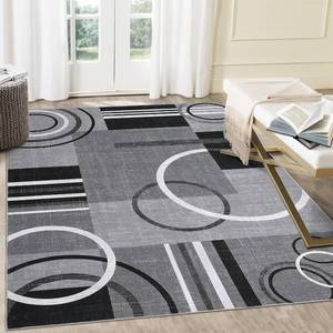 lot 1012 image: RUGSREAL Washable Rug 5x7 Abstract Circles Area Rugs Non Slip Floor Carpet Contemporary Soft Rug Low Pile Accent Rugs for Indoor Living Dining Room, Grey
