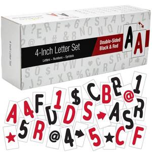 lot 1017 image: Excello 4 in. 792 Swinging Sign Letters, Symbols, and Numbers, Red and Black