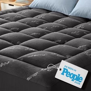 lot 1021 image: Niagara Sleep Solution Ultra Soft Twin Size Mattress Topper - Rayon Derived from Bamboo Pillow Top Mattress Pad for Back Pain Relief - Naturally Cooling for Hot Sleepers, Dark Gray