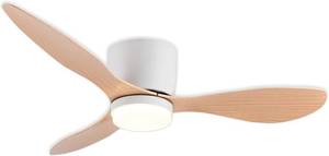 lot 1024 image: GESUM 42 Flush Mount Ceiling Fan Light with 3 Colors, 6 Speeds, Timing, Low Profile Ceiling Fan with Remote Control 3 Blades for Bedroom Dining Room (White Wood)