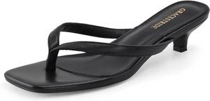 lot 1027 image: Women s Flip-Flops Kitten Heels Thong Sandals For Women Square Toe Slip On Fashion Summer Dress Sandals, Size 8