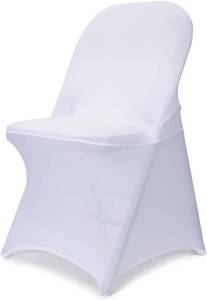 lot 1414 image: Babenest Spandex Folding Chair Covers - 30PCS Upgraded Universal Stretch Washable Fitted Chair Slipcovers Protector for Wedding, Holidays, Banquet, Party, Easter Celebration (White)