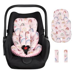 lot 1466 image: Infant Car Seat Insert, Car Seat Head Support Baby Girls Boys, Soft & Reversible Newborn Carseat Insert Cushion with 2 Strap Covers, for Stroller, Swing, Bouncer (Pink Rainbow)