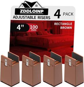 lot 1471 image: Bed Risers with Adjustable Screw Clamp, Fits Foot Thickness of Bed from 0 to 1.5 Inch, Elevation in Heights 4 Inch Heavy Duty Risers for Sofa Desk Table Cabinet Supports (4Pack, Brown)