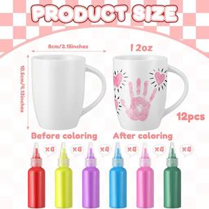 lot 1476 image: SiliFine 9 Pcs DIY Ceramic Mugs Crafts Kits Ceramic Mugs Gifts for Mom White Cups with 6 Bottles of Paint Make Your Own Fingerprint Heart Mug for Mom Gift Crafts Art Home Decoration