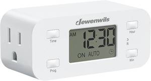 lot 1499 image: DEWENWILS 24 Hour Programmable Digital Timer Outlet, Timers for Electrical Outlets, Light Timer for Indoor Lamp Fan Aquarium, 1 Grounded Outlet, 125V15A1000W, 3 Prong, 12 HP, 1 Pack,White