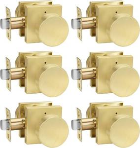 lot 1511 image: Goldenwarm Privacy Gold Door Knobs Interior, Zinc-Alloy Heavy Duty Brushed Gold Interior Door Knobs Bedroom, Contemporary Brass Door Knob Privacy (6 Pack) - Retail $128.99