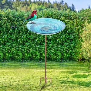 lot 1595 image: VCUTEKA Outdoor BirdBath Glass Bird Bath Garden Bird Feeder with Metal Stake