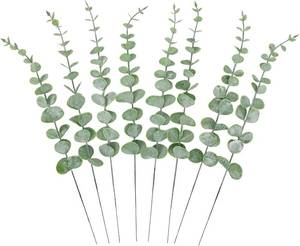 lot 1609 image: CEWOR 8pcs Eucalyptus Stems Decor 14.1 Inch Artificial Eucalyptus Leaves Fake Greenery Branches for Wedding Centerpiece Flower Floral Arrangement Farmhouse Home Decoration