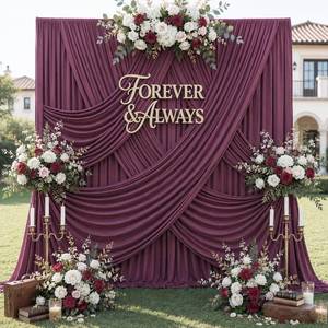 lot 1658 image: 50ft x 12ft Burgundy Backdrop Curtains for Parties, Wrinkle Free 10 Panels Photo Backdrop Drapes Back Drop Cloth for Wedding Birthday Photography Background Decor