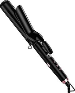lot 1659 image: Farery 1.5 inch Curling Iron For Long Hair, Lightweight Long Barrel Curling Iron 1 12 Inch, Ceramic Curling Wand Infused Argan Oil & Keratin for Bouncy Curls, 9 Temp Digital Display & Lock Key, Glove