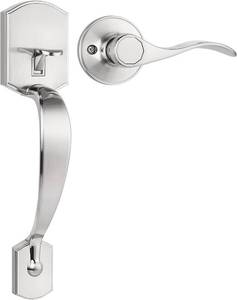 lot 1666 image: Tinewa Camelot Trim Lower Half Handleset, Upgated Entry Door Handle with Accent Wave Door Lever for Electronic Keypad with Drop Interior Left Handed Lever, Brushed Nickel Finish