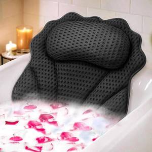 lot 1670 image: Bath Pillow RUVINCE Ergonomic Luxury Bathtub Pillow with Head,Neck, Shoulder and Back Support, 4D Bath Pillows for tub with 6 Powerful Suction Cups, Fits All Bathtub, Spa Tub, Hot Jacuzzi (Black)