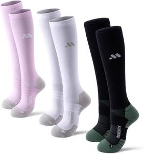 lot 1677 image: Compression Socks for Women and Men,Knee High 15-20mmHg Graduated Support(3 Pairs) Best for Nurses,Pregnant,Travel