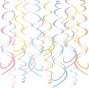 lot 1688 image: HonuGoGo 48PCS Pastel Paper Swirl Decorations Hanging Ceiling Streamers for Birthday, Spring, Bridal, Gender Reveal, Wedding, or Everyday Party Decor