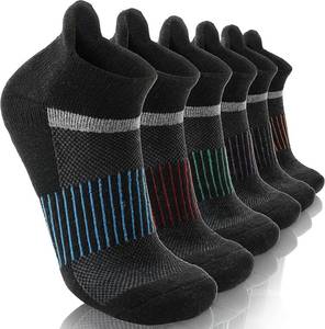 lot 1689 image: 6 Pairs Merino Wool Ankle Running Hiking Socks Compression Support Breathable Thick Cushion No Show Socks for Women Men