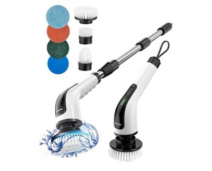 lot 1694 image: Bomves Electric Spin Scrubber, Cordless Cleaning Brush Scrubber for Home, 90Mins Work Time, 3 Adjustable Size, 2 Speeds for Bathroom Shower Bathtub Glass Car
