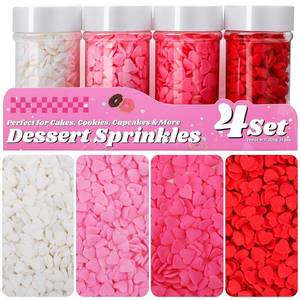 lot 1759 image: Heart Sprinkles for Cake Decorating, 11.3 Oz Edible Red White Pink Sprinkles, 4 Jars Large Capacity Gift Set for Valentines & Mothers Day Baking Cupcake Cookie