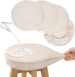 lot 1772 image: YISUN Stool Covers Round - 4 Pack Waterproof Stretch Seat Slipcover 12-15 Inch Counter Bar Stools, Washable Seat Cushion Slipcover Protector for Kitchen Island Home Bar - Beige
