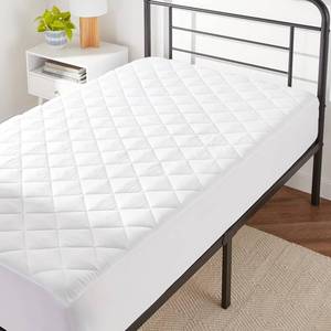 lot 1774 image: Amazon Basics Hypoallergenic Quilted Mattress Topper Pad, 18 Inches Deep, Twin, White