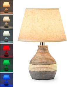 lot 1778 image: UMEXUS 10  Small Ceramic Cordless Table Lamp with Timer, Dimmer, Linen Shade, Remote Control, Rechargeable Battery Light for Patio Nightstand Kitchen Counter Living Room Side Table, Bulb Included
