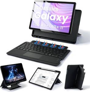 lot 1782 image: Smart Trackpad Keyboard Case for Samsung 11-inch Tab A11 Plus A9 Plus, Rotatable, Detachable, 160  Adjustable Stand, 7-Colors Backlit Keyboard Case for Galaxy A11 A9, PortraitLandscape, Black