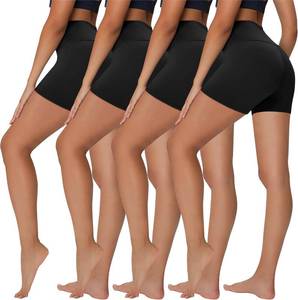 lot 1786 image: Sundwudu 4 Pack Biker Shorts for Women - 8 3 5  High Waist Tummy Control Summer Workout Shorts for Running Yoga Athletic