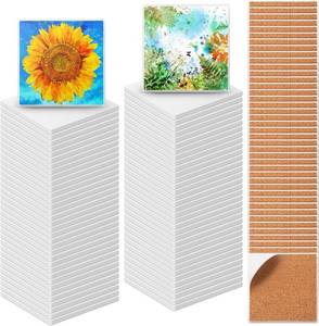 lot 1788 image: Zopeal 144 Pcs Ceramic Tiles for Crafts Coasters Include Unglazed White Ceramic Tiles with Cork Backing Pads Use with Alcohol Ink Acrylic Pouring for DIY Project Gift (Square)